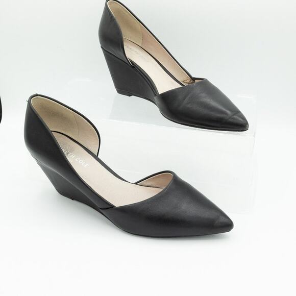 Kenneth Cole Edith Wedge Heel Black Leather 8 M - Picture 1 of 10